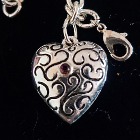 Sterling Silver chain bracelet with a heart locket - Picture 2 of 2